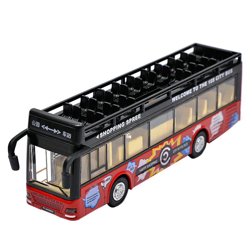 双层大巴车合金车模大号客车巴士公共汽车公交车玩具车小汽车模型