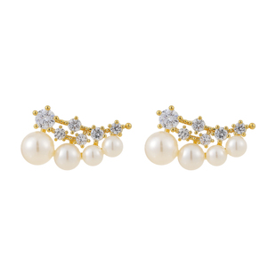 金色一排式珍珠耳钉女2026新款今年流行爆款高级感耳环巨好看耳饰