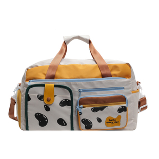 大容量短途旅行包2024新款可爱印花高颜值女轻便外出手提待产包包