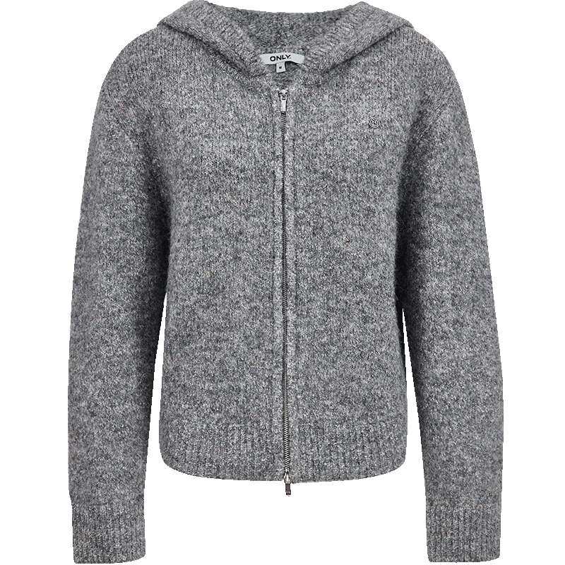 ONLY双开拉链连帽开衫针织衫