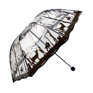 包邮加厚折叠透明伞日韩三折伞公主雨伞小清新玫瑰樱花创意拱形伞