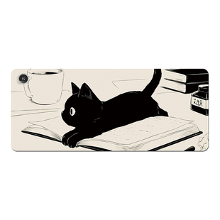 黑色猫咪加热鼠标垫大号发热垫2024办公室创意简约笔记本暖手桌面垫可爱USB保暖学生宿舍写字暖桌垫ins书桌垫