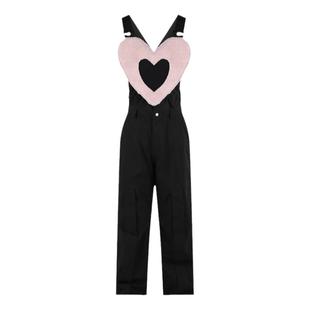 BCG单板爱心粉摇粒绒滑雪背带工装裤可拆卸宽松防水防风耐磨压胶