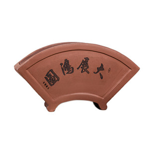 紫泥本色扇形花盆君子兰簕竹老鸦柿金弹子花卉绿植黄杨室内造景