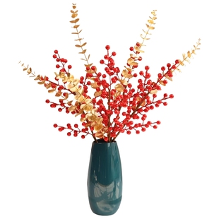 2026新年年宵花发财果仿真花假花摆设冬青果红果子客厅装饰花摆件