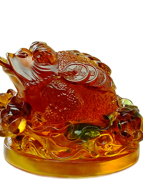 琉璃三脚三足金蟾招财摆件家用