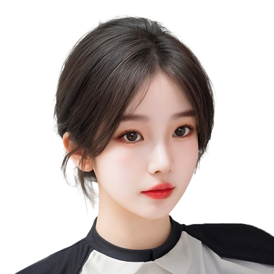 八字刘海自然前额蓬松假发片