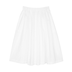 MRS Studios 日本近江晒纯棉 多片裁拼 立体花苞小白裙条纹半身裙