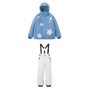 冷元素儿童滑雪服牛仔蓝中大童单板保暖美式专业防水滑雪上衣裤子