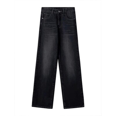 胖mm大码复古高街学院风牛仔裤女