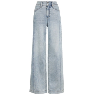 ONLY2025秋冬新款绑带设计金属装饰高腰宽松长裤直筒裤牛仔裤女