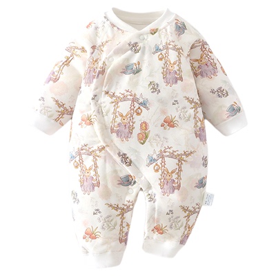 温巢婴儿衣服秋冬夹棉保暖连体衣