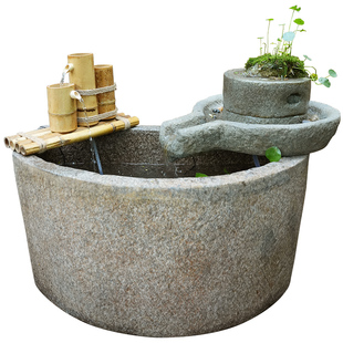 水磨坊户外庭院流水摆件循环水景观鱼池别墅花园大型鱼缸造景喷泉