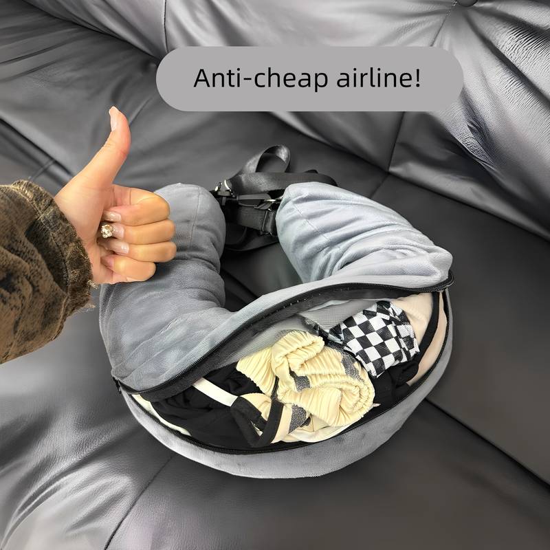 不做廉航托运人！可塞衣服u型枕旅行便携挂脖衣物填充收纳袋颈枕