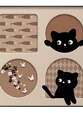 中古风猫咪客厅装饰画桌面摆件画