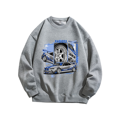 日产尼桑GTRR34改装文化JDM圆领卫衣服秋季纯棉男装宽松长袖T恤衫