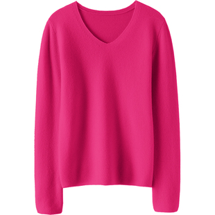 无可取代！V领山羊绒衫100%纯羊绒女毛衣套头针织打底衫秋冬内搭