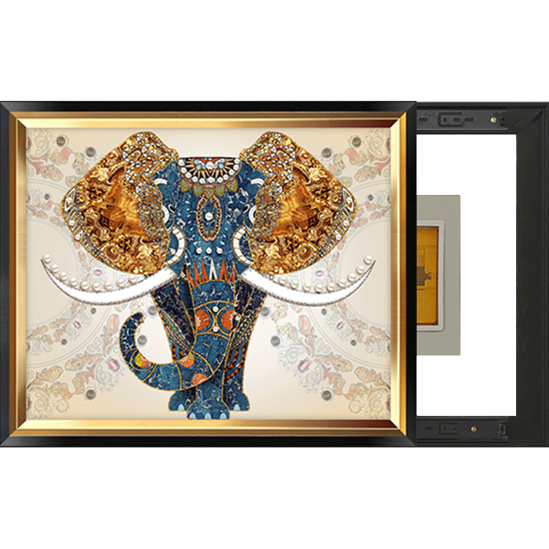 大象欧式电表箱装饰画免打孔挂画推拉轻奢遮挡电表箱装饰品壁画