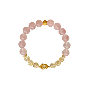 谷岚「绯棠」黄水晶天然马达加斯加粉水晶葫芦手串女款招桃花手链