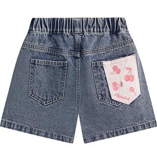 爱法贝2024夏季新款女童牛仔短裤宽松儿童休闲裤子薄中大童装洋气
