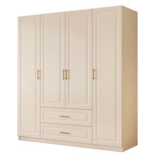 包安装实木衣柜卧室家用简易出租房奶油风2026新款客厅儿童挂衣橱