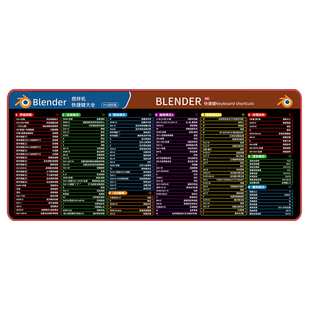 Blender快捷键鼠标垫 超大号加厚三维建模快捷键防滑锁边电脑桌垫