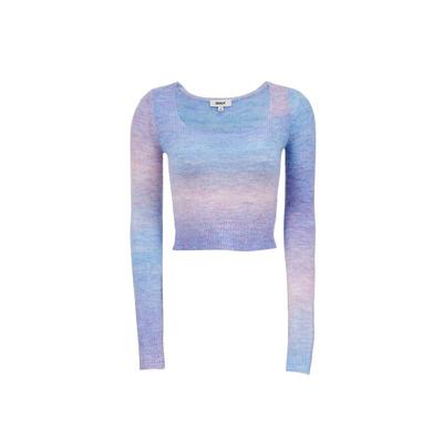 o区绫致ONLY2025秋冬新款辣妹风显瘦方领短款渐变长袖针织衫女