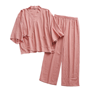 睡衣男女款纯棉汗蒸服情侣款桑拿服长袖长裤浴衣洗浴和服日式开衫