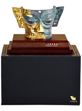 青铜大面具文物复刻树脂摆件