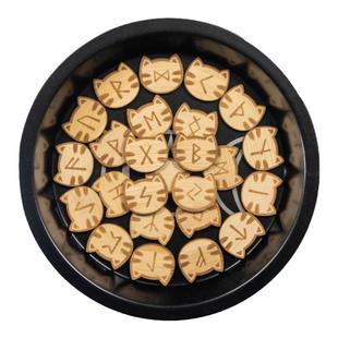 曲奇猫如尼石卢恩符COOKIECAT RUNES原创设计天然楠竹材质