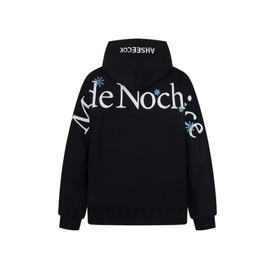 KINDD美式嘻哈背后刺绣字母雪花情侣宽松百搭连帽衫加绒头套卫衣