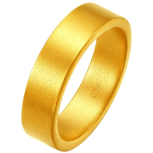 【新年礼物】周大福传承福慧指环素戒足金黄金戒指男士F235063