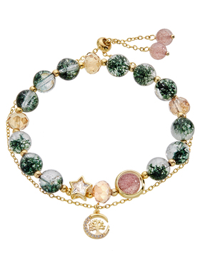 绿幽灵森系水晶手链双层清新手串