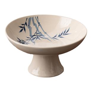 中式复古禅意高脚糕点盘茶点盘陶瓷水果盘下午茶点心盘精致贡供盘