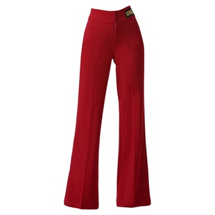 拉丁舞裤子女新款白色镶钻跳舞服摩登交谊广场舞专用高级感直筒裤