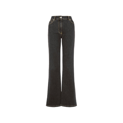 【惊喜特惠】M05CH1N0 JEANS 女士弹力黑色牛仔喇叭裤 MOSCHINO