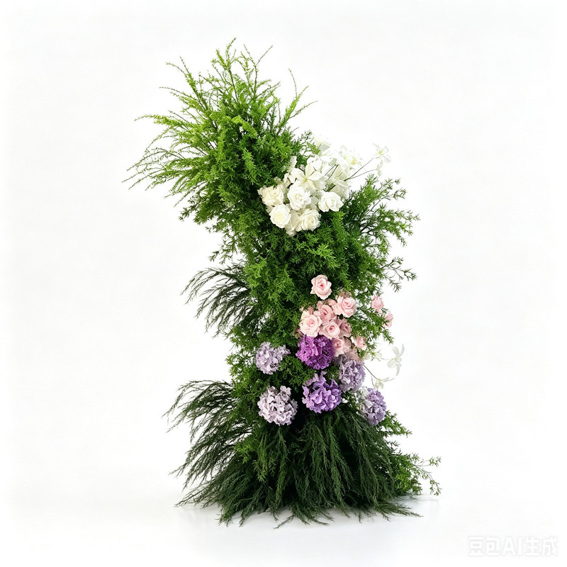 婚庆道具森系仿真牛角花婚礼背景绢花拱门布置花柱装饰花排成品花
