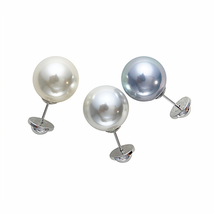 澳白大赏!人造顶ji银蓝光澳白冷光海水珍珠耳钉无耳洞耳夹通体银