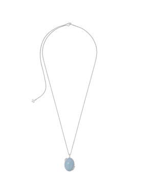 幸运寻迹白水晶勋章大蛋面项链女