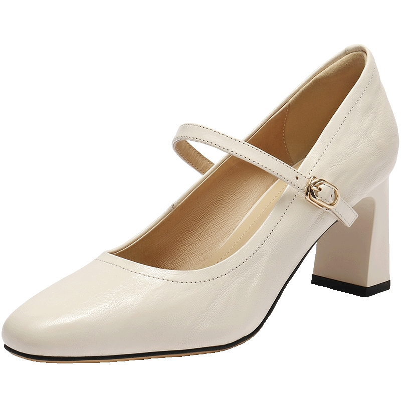 百丽优雅时装玛丽珍鞋女2025春新款真皮气质高跟单鞋B2586AQ5