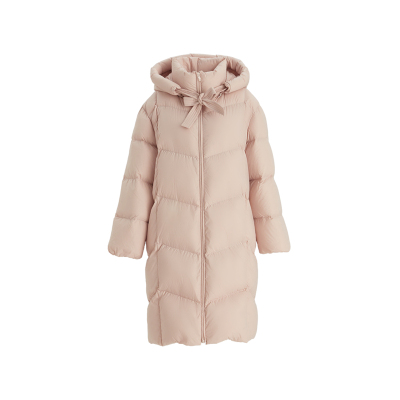 OBEG欧碧倩甜美粉色连帽中长款羽绒服冬韩版宽松保暖外套50484567