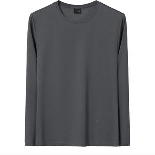 春季男士圆领长袖T恤丝光棉纯棉秋衣宽松打底衫春装上衣2025男装