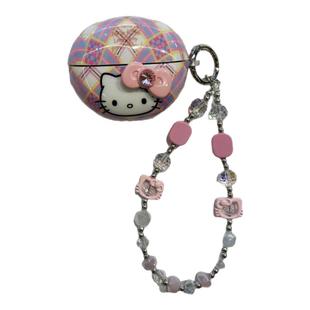 少女粉格子kt适用于华为freeclip耳机壳小巧freebuds6i保护套可爱卡通苹果airpods4保护套防摔pro4代带手链壳