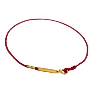 999足金小虾扣黄金管路路通纯手工编织极细精致素红绳手绳脚链