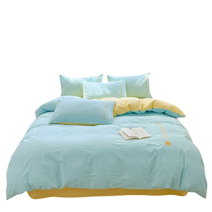 A类纯棉床上四件套全棉100简约高级感刺绣被套裸睡床单床笠款床品