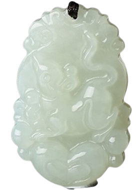 仿和田白玉十二生肖吊坠男女属鼠牛虎兔马猪坠儿童情侣玉石项链