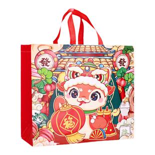 2026马年礼品袋子现货节日送礼手提定制伴手礼新年红色无纺布袋子