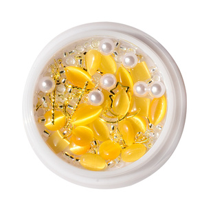 猫眼石美甲饰品日系网红款水滴圆形正方形指甲饰品美甲铆钉混合装