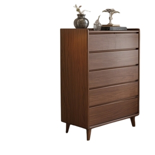 家逸实木五斗柜卧室靠墙床尾六斗柜收纳柜家用储物柜简约电视边柜