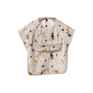 欧美儿童围兜丹麦夏季婴儿无袖防水反穿衣宝宝用餐饭兜防脏喂饭衣